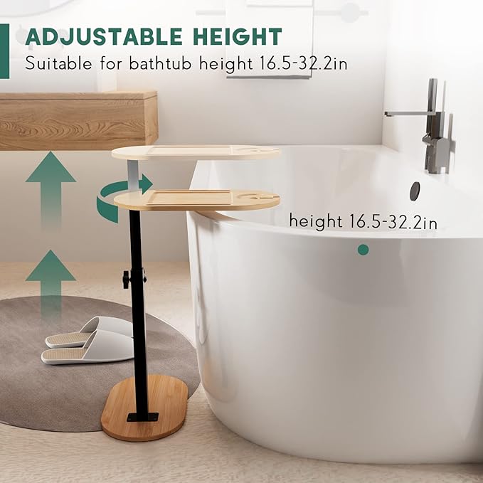 Yumkfoi Bamboo Bathtub Tray Table - Image 4