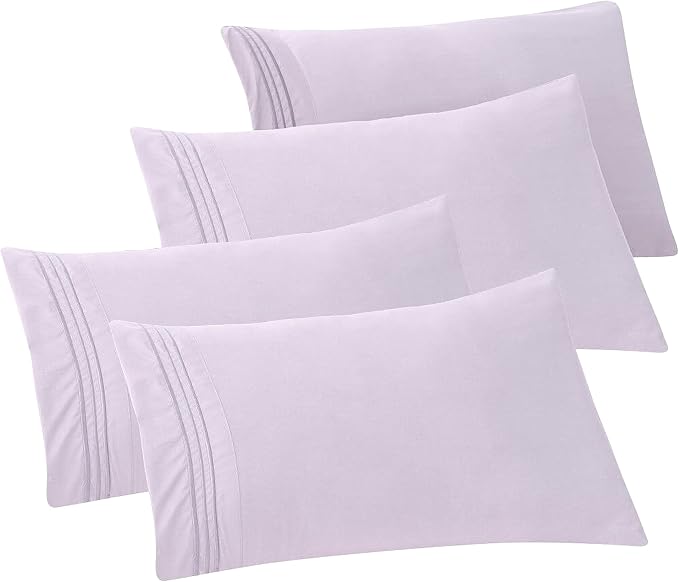 Elegant Comfort 4-PACK Solid Pillowcases 1500 Premium Hotel Quality Microfiber by ELEGANTCOMFORT