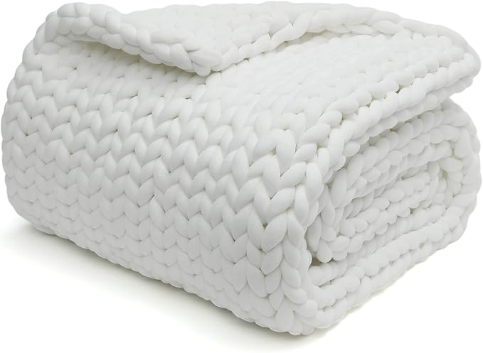 YnM Knitted Weighted Blanket, Hand Made Chunky Knit Weighted Throw Blanket by YNM