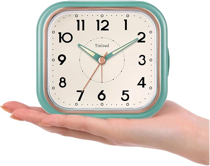 Tinload 4.3" Vintage Retro Analog Alarm Clock, Super Silent Non Ticking Clock - Image 4