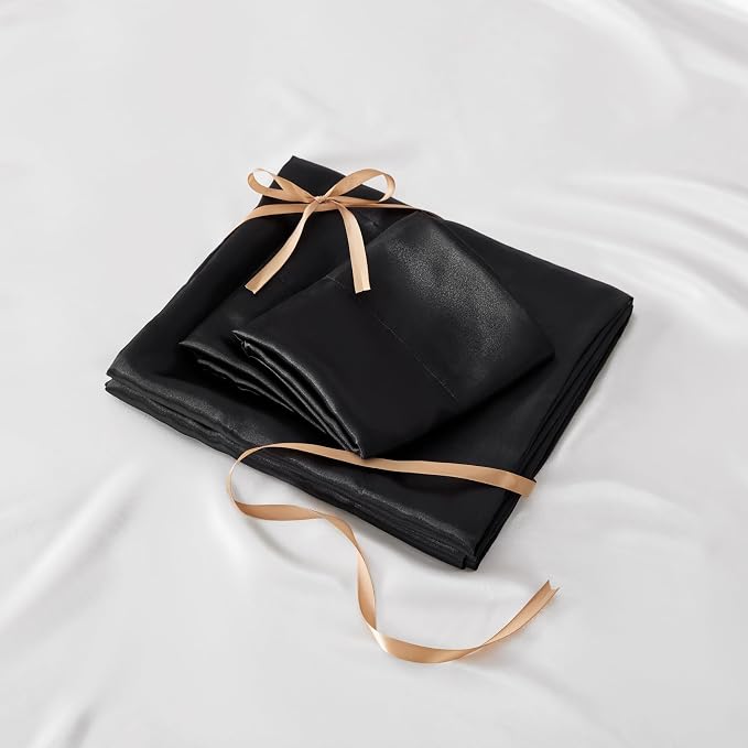 BEDELITE California King Sheets Set, Luxury Soft Black Satin Sheets - Image 7
