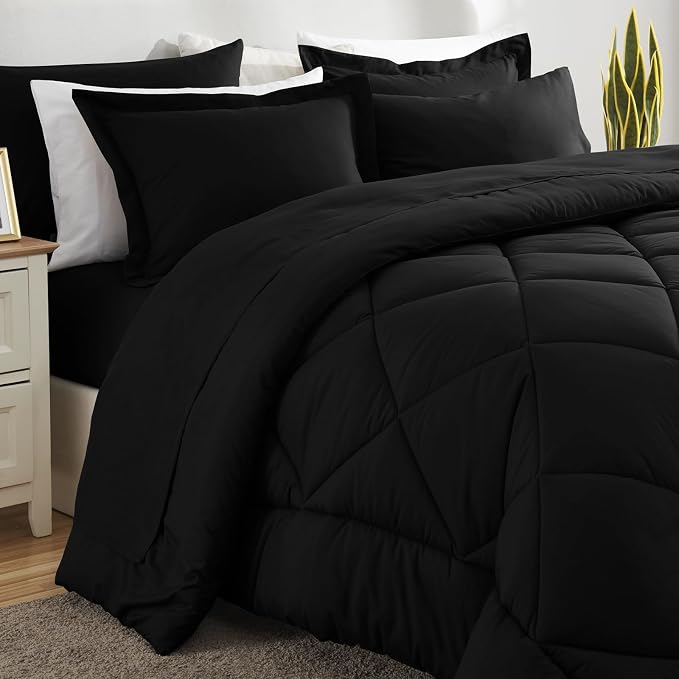 CozyLux Queen Comforter Set Black - Image 8