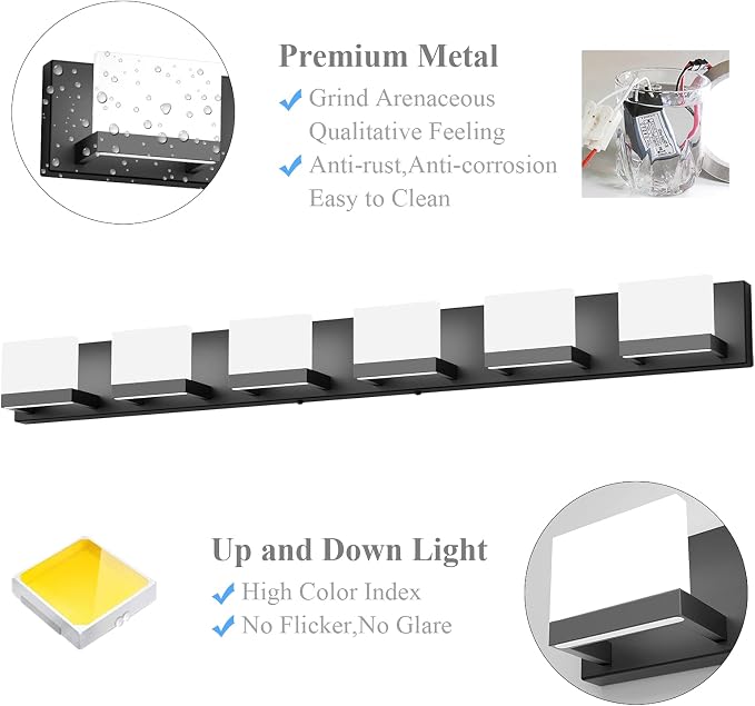 Tipace Dimmable Modern 6 Lights LED Vanity Light - Image 3