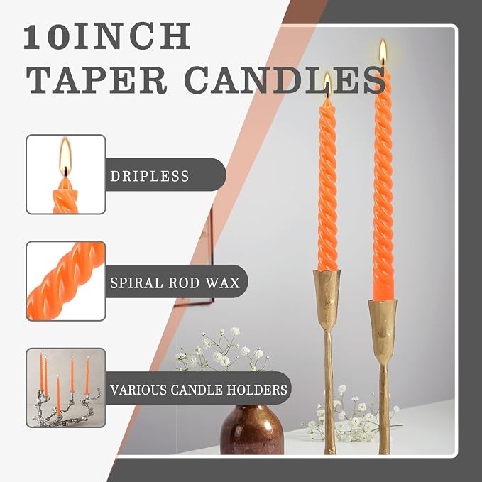 WPONSZU 12 Pack 10 Inch Spiral Taper Candle Set, Unscented Dripless Candlesticks - Image 7