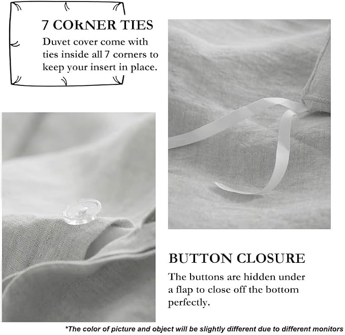 Simple&Opulence 100% French Flax Linen Duvet Cover Set - Image 3
