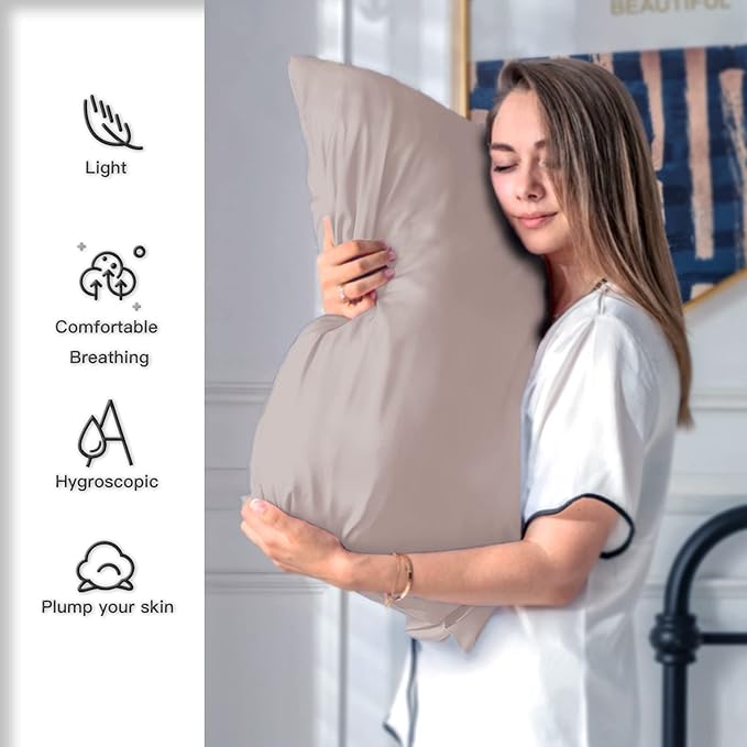 Silk Pillow Cases 2 Pack, Soft Breathable and Sliky Standard Size Pillow Cases - Image 3