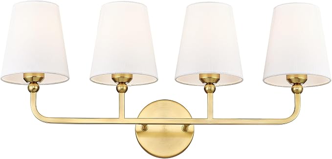 Bathroom Light Fixtures, 4 Light Brushed Gold Vanity Lights by Metwet