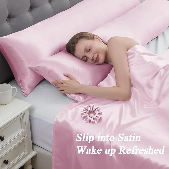 Satin Body Pillow Cover 1pc, Silky Body Pillow Pillowcase Similar to Silk - Image 2