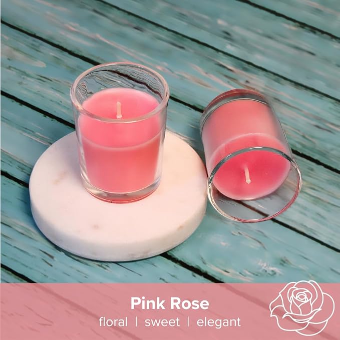 Simply Soson Scented Votive Candles, Bulk Set of 24 Pink Rose Small Candles Bulk - Image 4