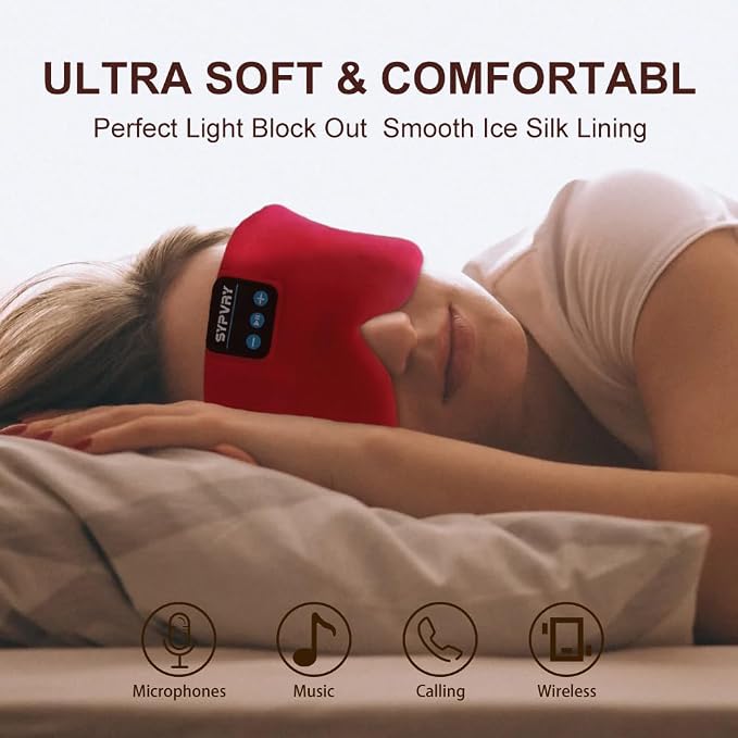 Sleep Mask Bluetooth 5.4 Headphones Soft Wireless Headband Eye Mask Blackout - Image 4