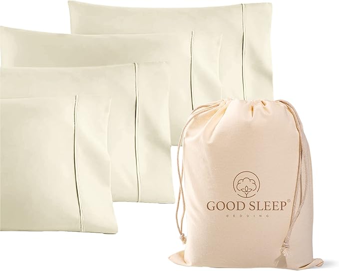 Set of 4 Pillow Cases Queen Standard, 800 TC 100% Egyptian Cotton, Silky Soft by GoodSleepBedding