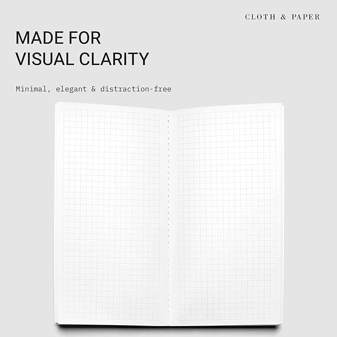 Cloth & Paper Travel Notebook | Graph Notebook – Olive | A5 Slim Grid Paper - Image 2