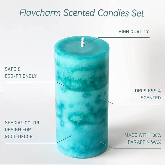 Pillar Candles Ocean Breeze Scented 3x6 inch Long-Lasting Clean Burning Candle - Image 4