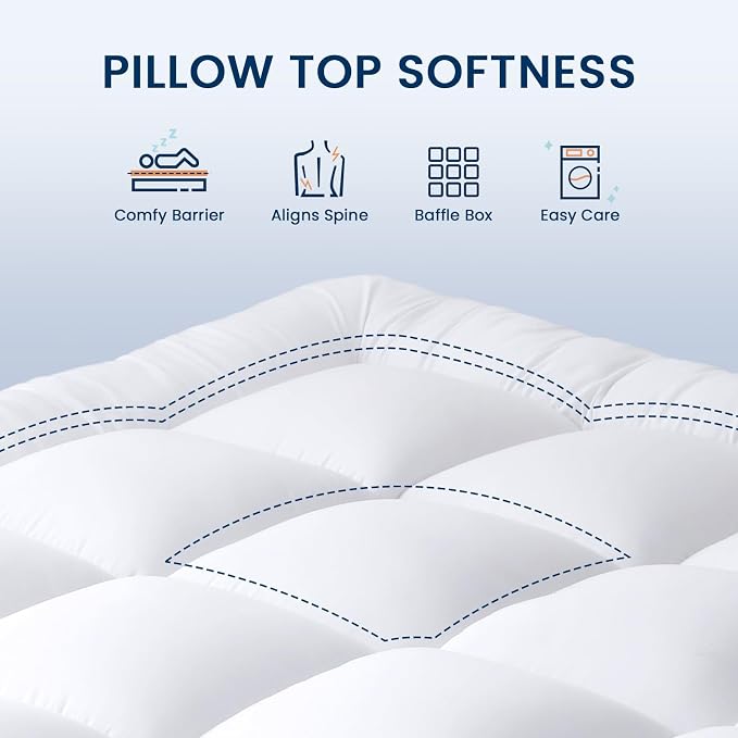 YUGYVOB Mattress Pad Extra Thick, and Breathable Full Size Mattress Topper - Image 2