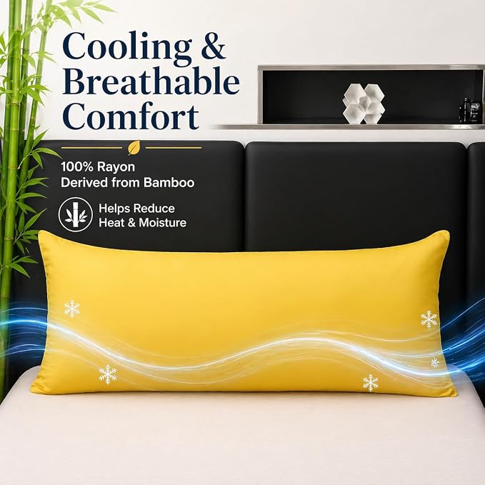 evoLive 100% Rayon Derived from Bamboo Cooling Breathable Body Pillow - Image 2
