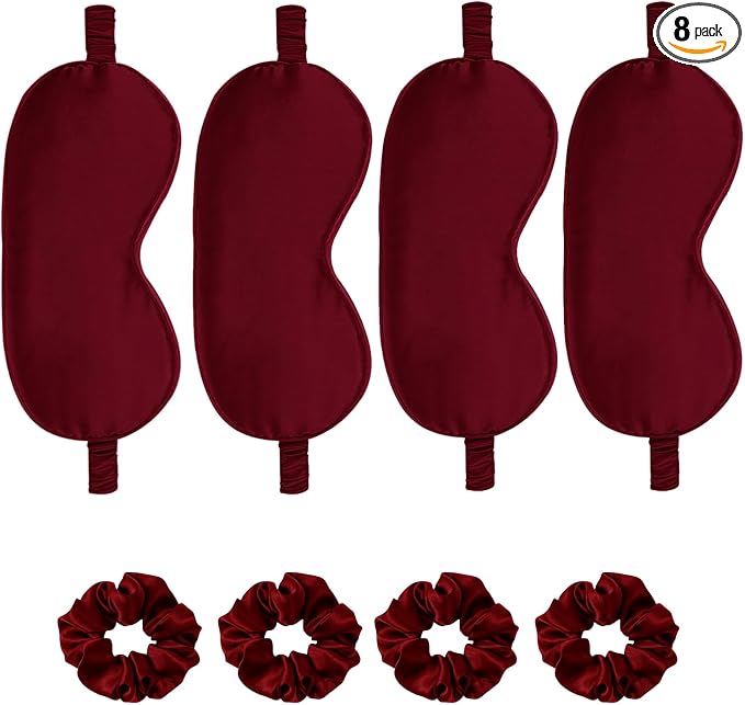 Satin Eye Mask 8Pcs Silk Sleep Masks Silky Blindfold Eyeshade Blackout Eyes by WJingYiJia
