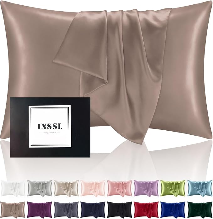 INSSL Mulberry Silk Pillowcase for Hair and Skin Health, Natural Silk Pillow by INSSL