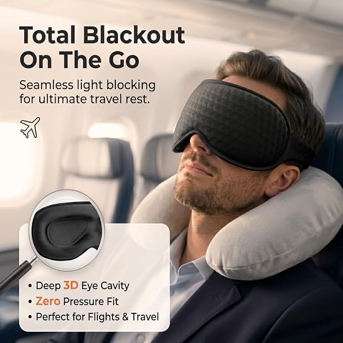 Blackout Weighted Eye Mask for Sleeping: 3D Contoured Gentle-Pressure Sleep - Image 3