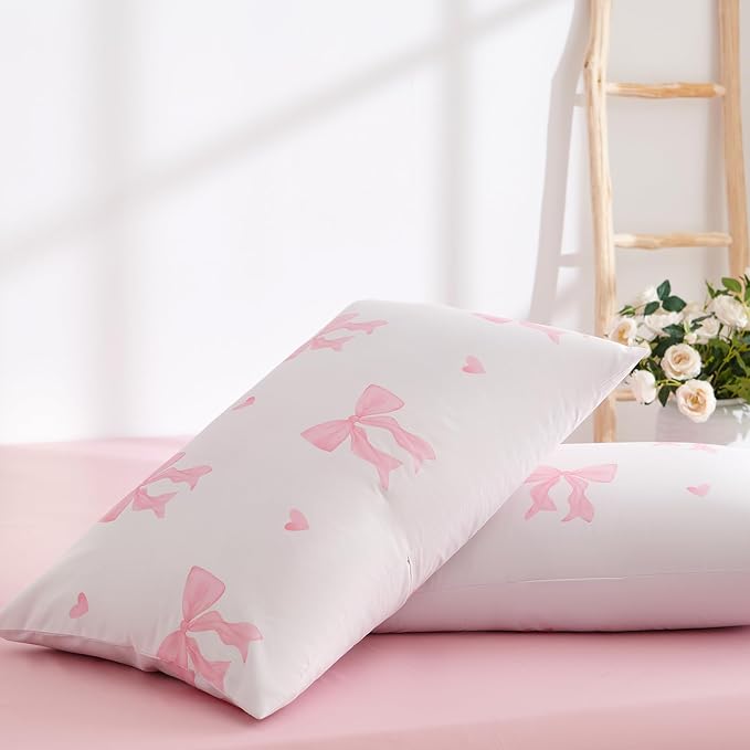 Nayoroom Pink Bow Duvet Cover Queen Size Heart Duvet Cover Coquette Bedding Set - Image 6
