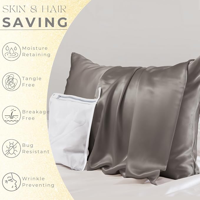 PROMEED Grey Silk Pillowcase King Size - Image 3