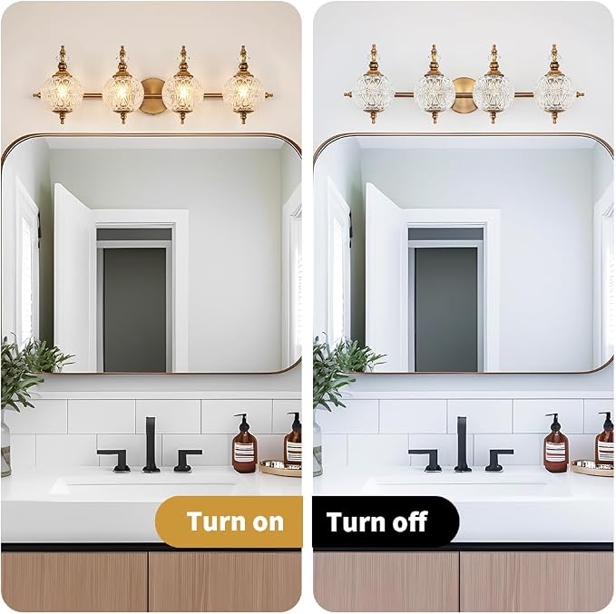 Brushed Gold Bathroom Vanity Light Fixture Vintage Style - Image 6