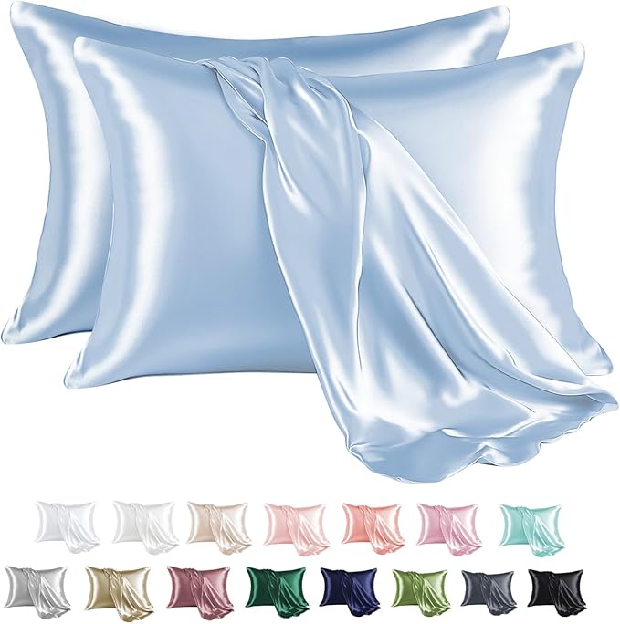 MR&HM Satin Pillowcase for Hair and Skin, Silk Satin Pillowcase 2 Pack by MRHM