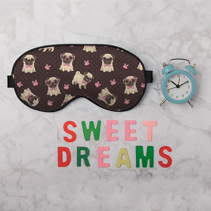 Cartoon Pug Sleep Mask Eye Mask Puppy Bow Tie Glasses Dog Animal Sleep Mask - Image 6