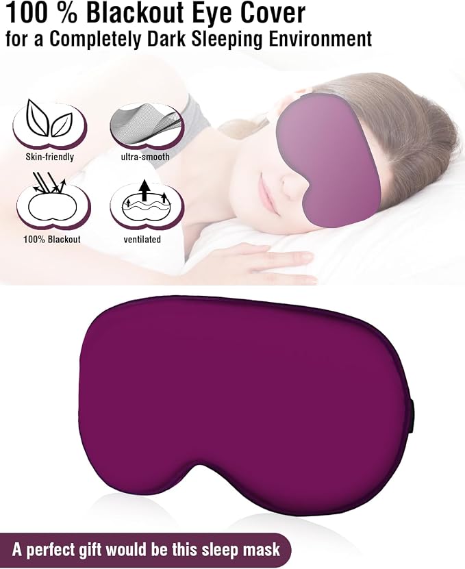 Silk Sleep Mask for Women Man, Thicken Eye Mask for Sleeping, Breathable Eye - Image 4