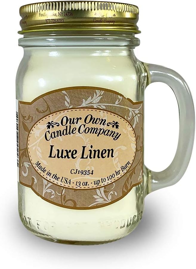 Our Own Candle Company, Luxe Linen Scented Mason Jar Candle, 100 Hour Burn Time by OurOwnCandleCompanycandles