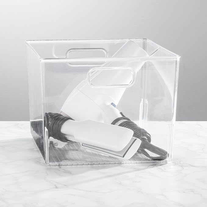 mDesign Large Modern Stackable Plastic Storage Organizer Bin Basket - Image 2
