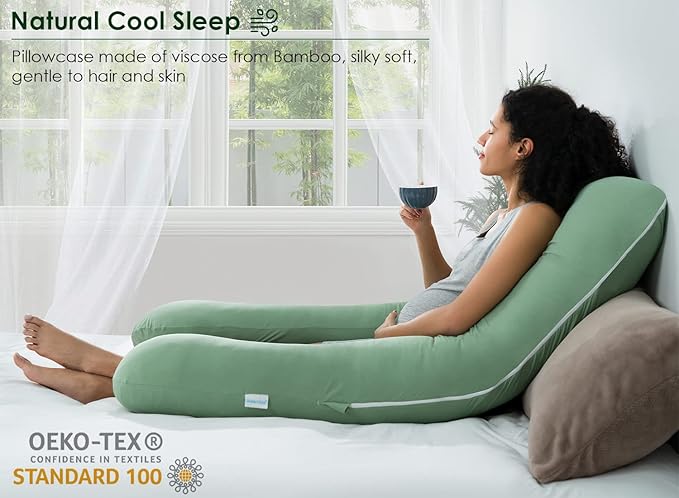 QUEEN ROSE Cooling Pregnancy Pillows, U Shaped Full Body Maternity Pillow - Image 3