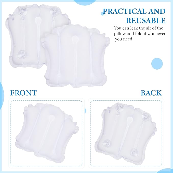 Jetec Inflatable Bath Pillow for Tub Non Slip Bathtub Pillow Soft Comfortable - Image 5