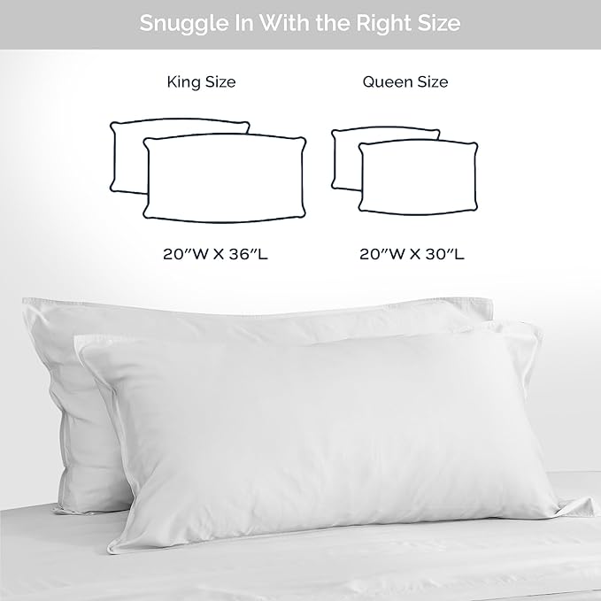 Pillow Cases King Size Set of 2 Pillowcases 100% Viscose from Bamboo Cooling - Image 6