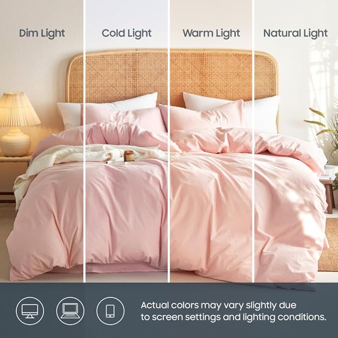 Wake In Cloud - Cotton Duvet Cover Set, Queen Size, 100% Washed Cotton - Image 4
