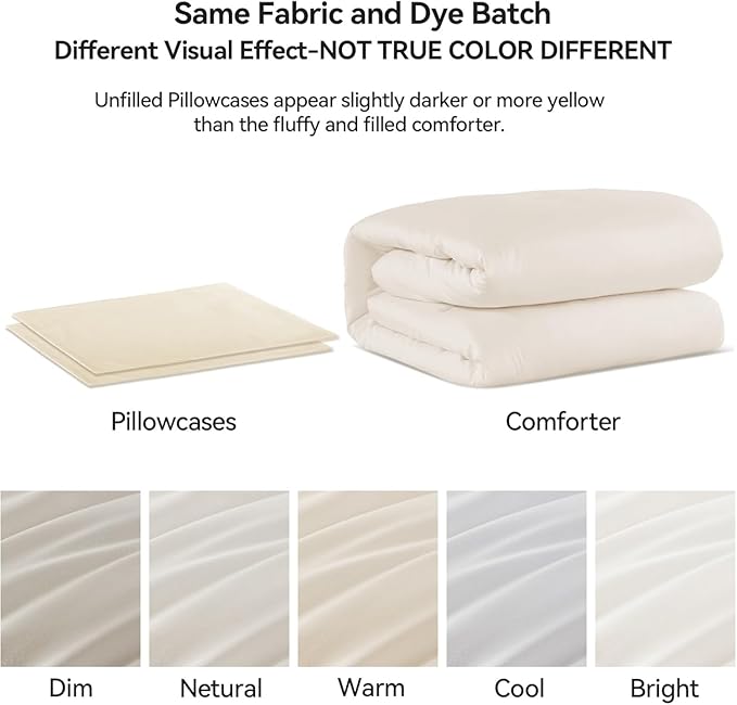ROSGONIA Queen Comforter Set Ivory - Image 2