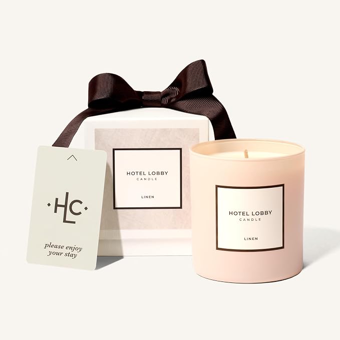 Hotel Lobby Linen Candle – Luxury Hand-Poured 9.75oz 100% Soy Wax by HotelLobbyCandle