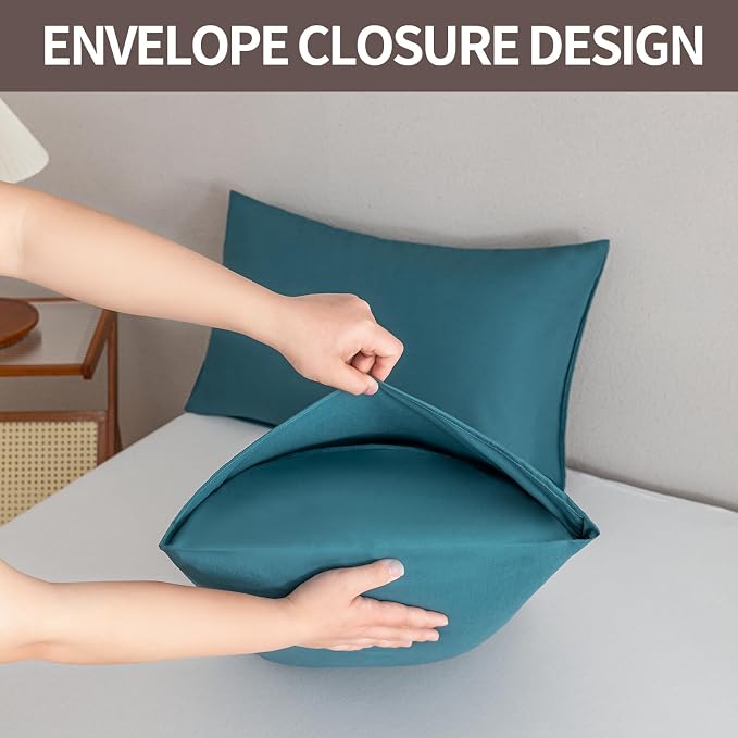MINIPANDA Blue-Green King Size Pillow Cases Set of 4 - Image 4