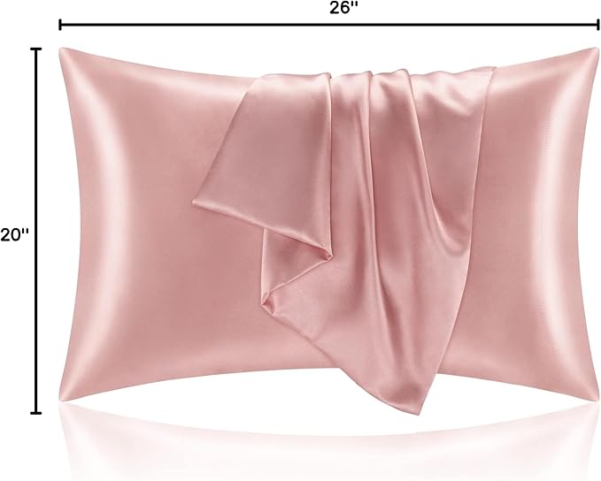 BEDELITE Satin Pillowcase with Zipper 2 Pack, Rose Pink Pillow Cases Standard - Image 7
