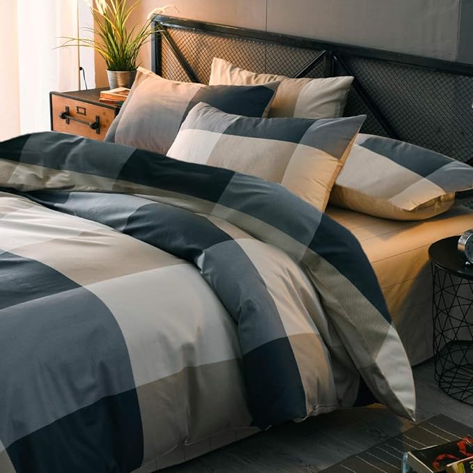 mixinni King Size Checkered Duvet Cover Set - Image 2