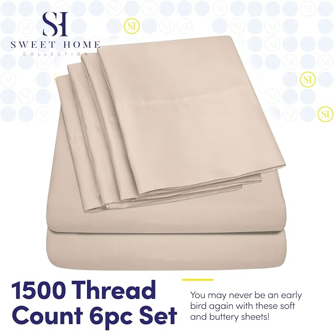 Sweet Home Collection 6 Piece 1500 Supreme Collection Brushed Microfiber Deep - Image 2