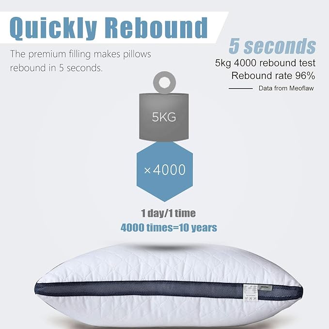 Meoflaw Pillows for Sleeping, Luxury Hotel Pillows King Size Set of 2, Bed - Image 4
