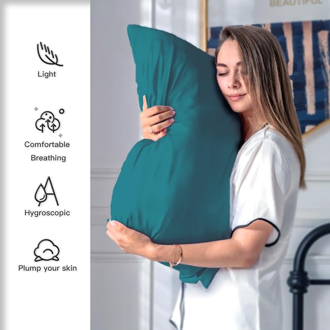 Silk Pillow Cases 2 Pack, Soft Breathable and Sliky Standard Size Pillow Cases - Image 3