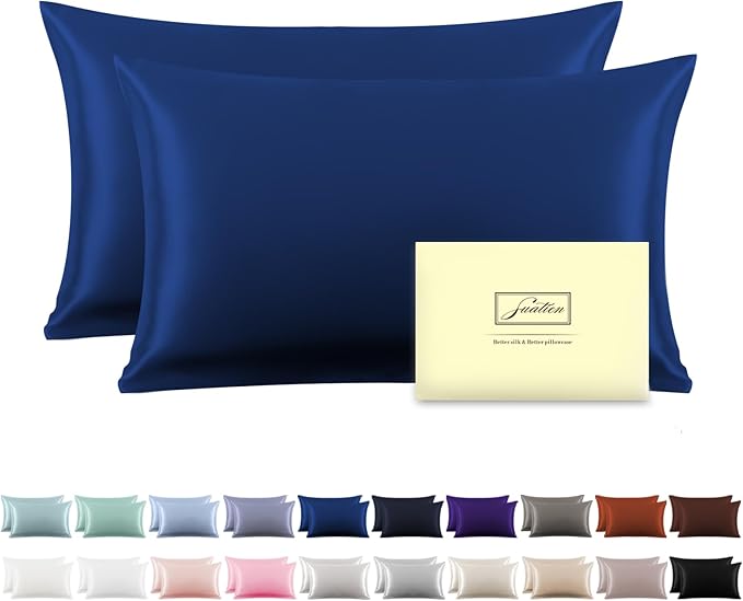 Silk Pillow Cases 2 Pack Soft Breathable and Sliky King Size Pillow Cases Set by Suatien