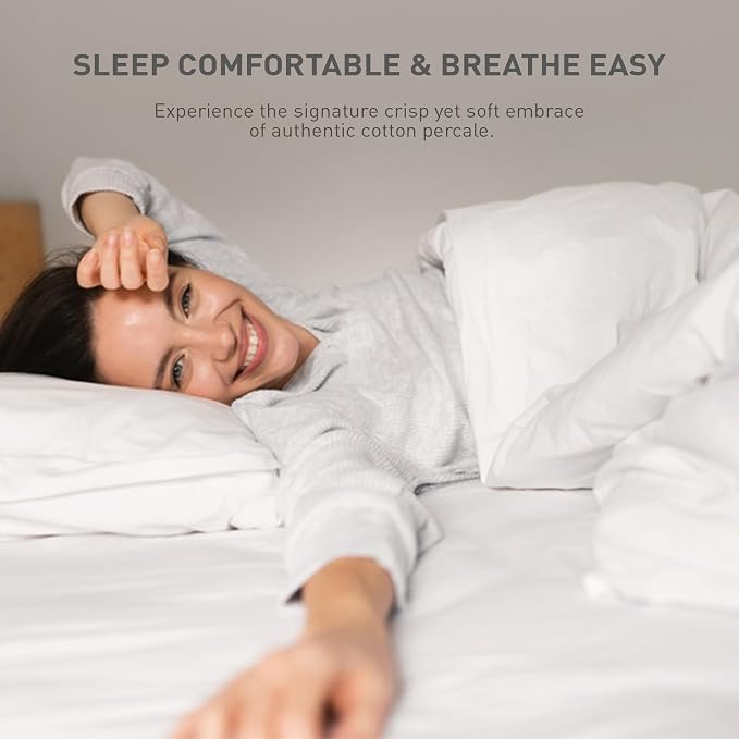 Queen Size Flat Sheet 4 Pack, 100% Cotton Percale Flat Bed Sheet, Breathable - Image 9