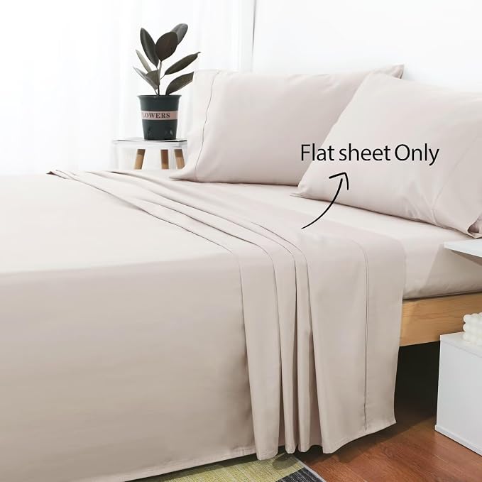2-Pack Cotton Twin Flat Sheet Only, 600 Thread Count 100% Egyptian Cotton Top - Image 2