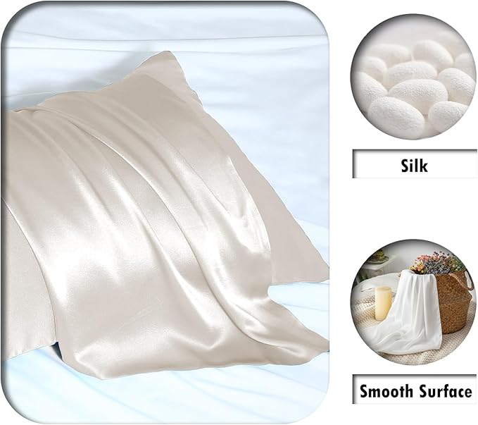 Silk Pillow Cases 2 Pack, Soft Breathable and Sliky Queen Size Pillow Cases Set - Image 2