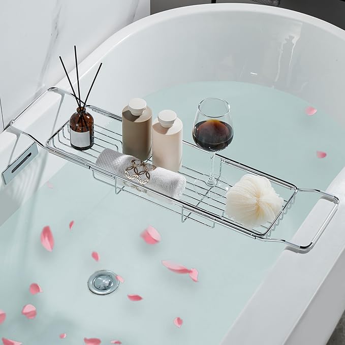 Stainless Steel Bathtub Caddy Tray, Expandable Bath Tub Table, Adjustable by Unknown