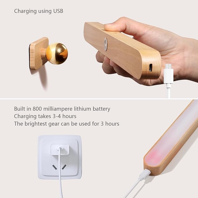 Led Rechargeable Bathroom Light Fixtures Three-Level Dimmable Touch Control - Image 4