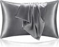 BEDELITE Satin Pillowcase with Zipper 2 Pack, Dark Grey Pillow Cases Standard by BEDELITE