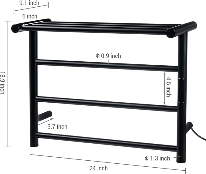 MyGift 4 Tier Wall Mounted Bathroom Towel Warmer Rack - Image 6
